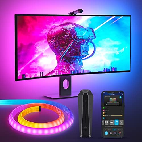 Govee DreamView G1 Gaming Light Strip behind monitor setup
